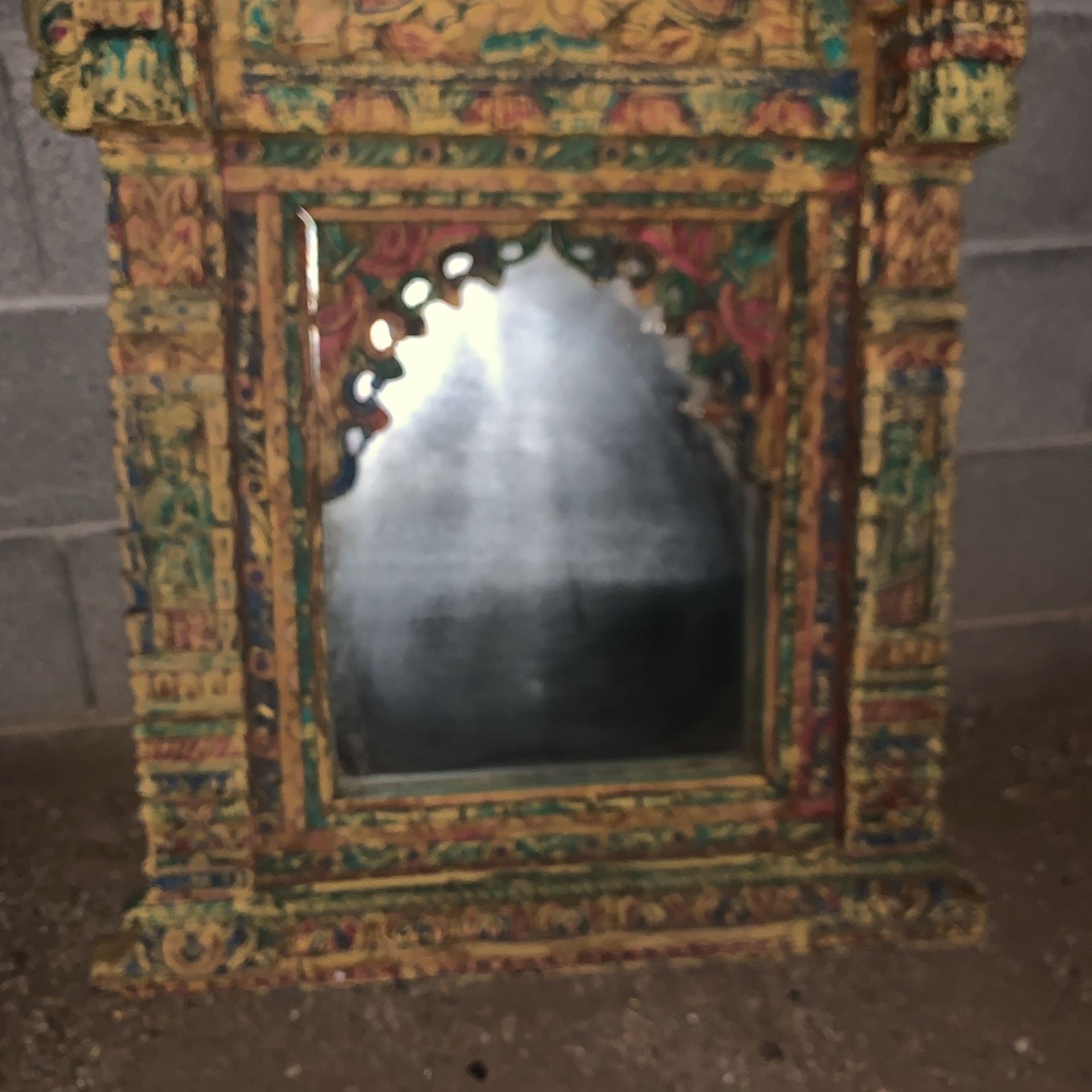 Old Carved Wood Mirror India