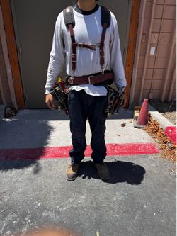 Occidental Leather Commercial Electricians tool belt with Leather Suspenders
