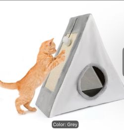 Foldable cat scratching pad with bed