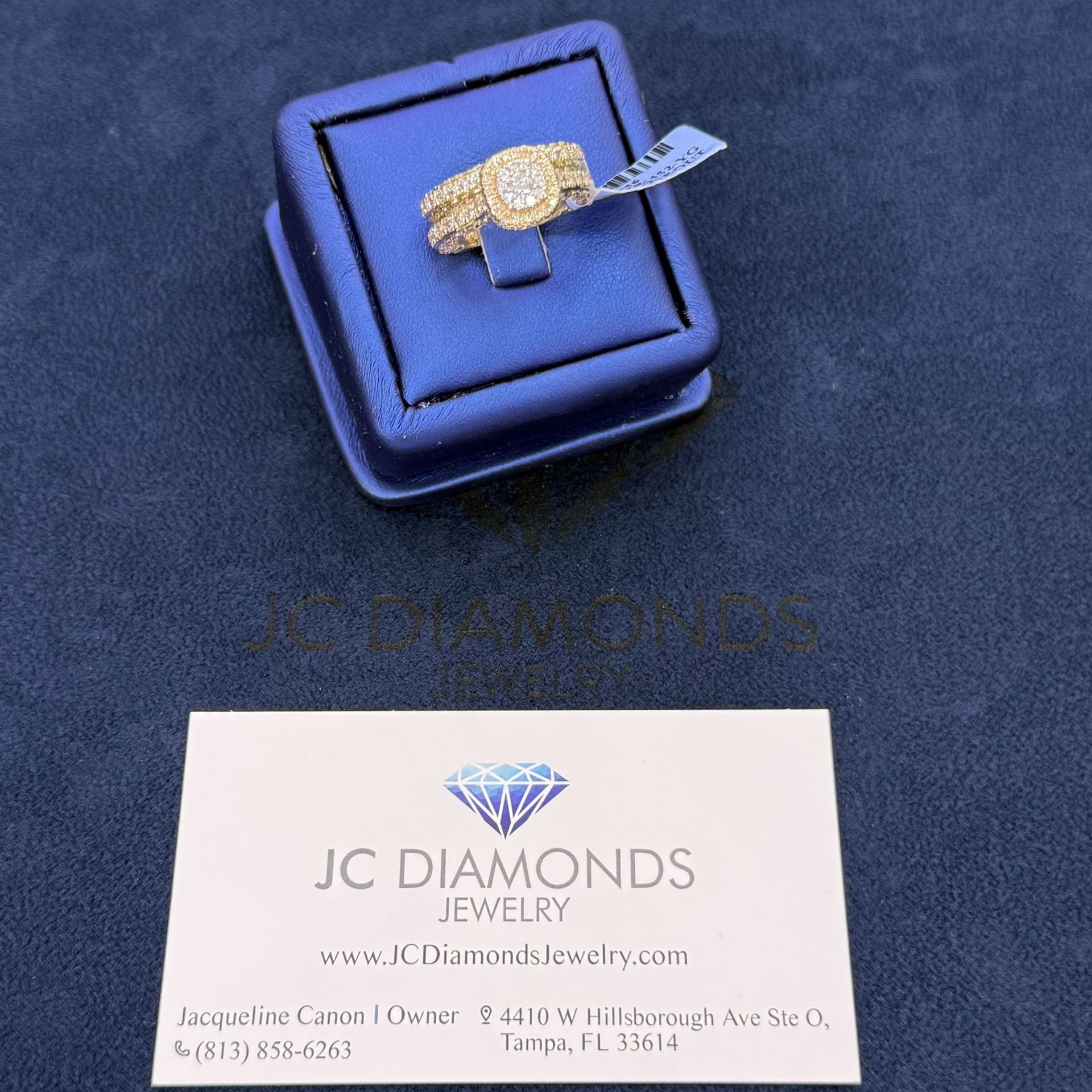 Ring Engagement Plus One Ring Band 14k Gold Real Diamonds