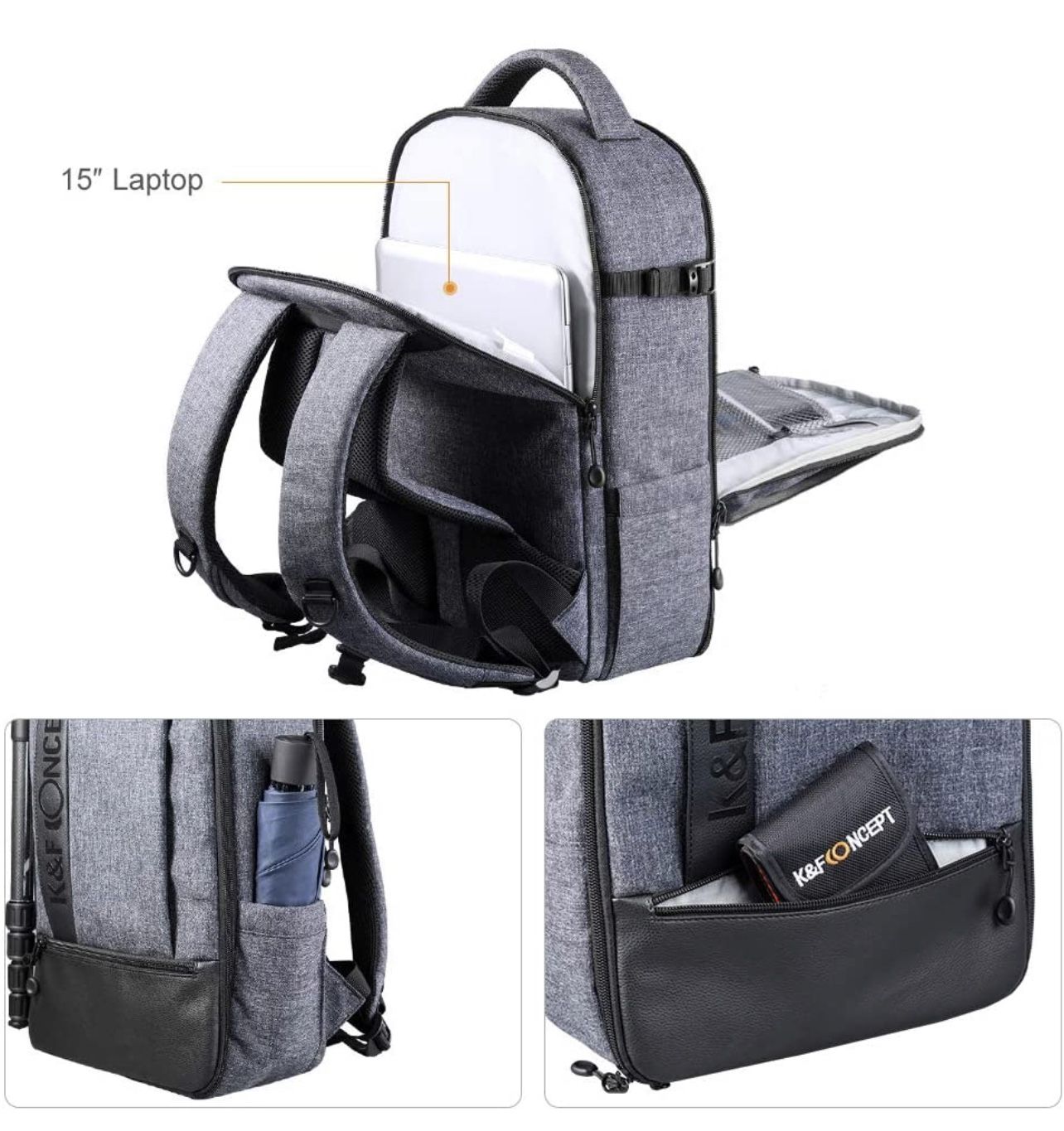 New K&F Concept Camera Backpack Only $50 DSLR Camera Bag Waterprrof Large Photography Bag for DSLR Cameras,14-15 inch Laptop,Tripod,Lenses
