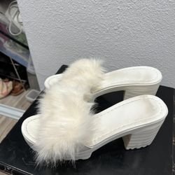 White Fluffy Heels