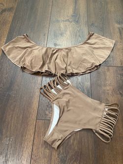 Women’s light brown 2 piece bathing suit size XL #7