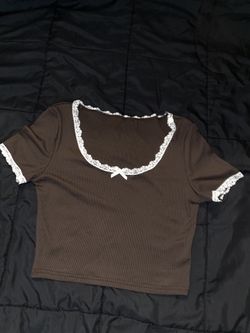 brown laced crop top