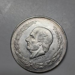 Silver Coin Mexican 5 Pesos Miguel Idalgo