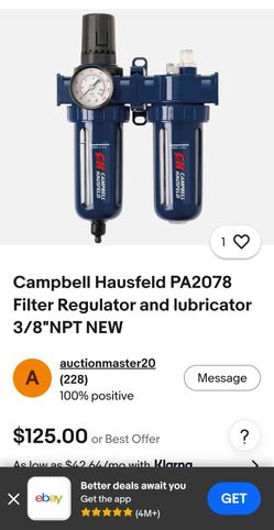 Campbell Hausfeld Filter Regulator & Lubicator