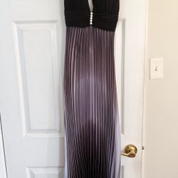 Women's Beautiful Wedding Occasion Party Prom Date Evening Gown Dress Long Maxi Silver Purple Ombre Black Padded Ties Neck Size 4P