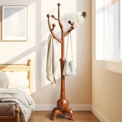 Wooden Tree-Style Freestanding Coat Rack