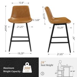 Counter Stool, Modern Bucket Barstool, Kitchen Counter with Back and Footrest, Counter Height Bar Stools for Home Kitchen Island Restaurants, 