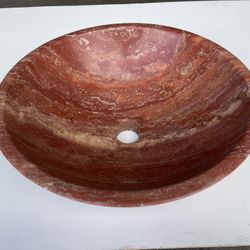 Natural Stone Red Travertine Exotic Vanity Sink Bowl