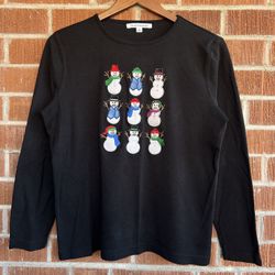 Mercer Street Studio Snowman Christmas Holiday Long Sleeve Shirt