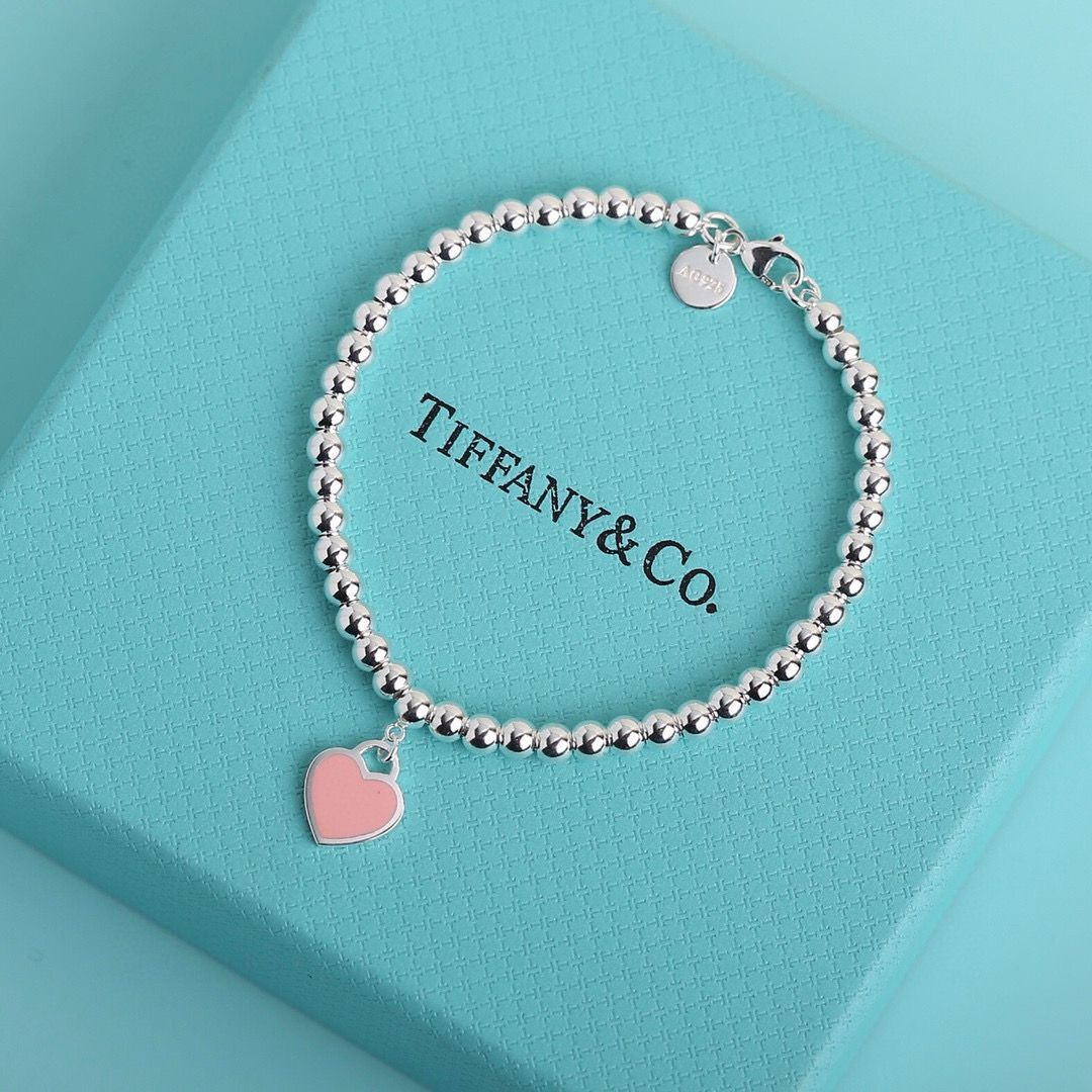 Tiffany Co Pink Love Heart Bracelet