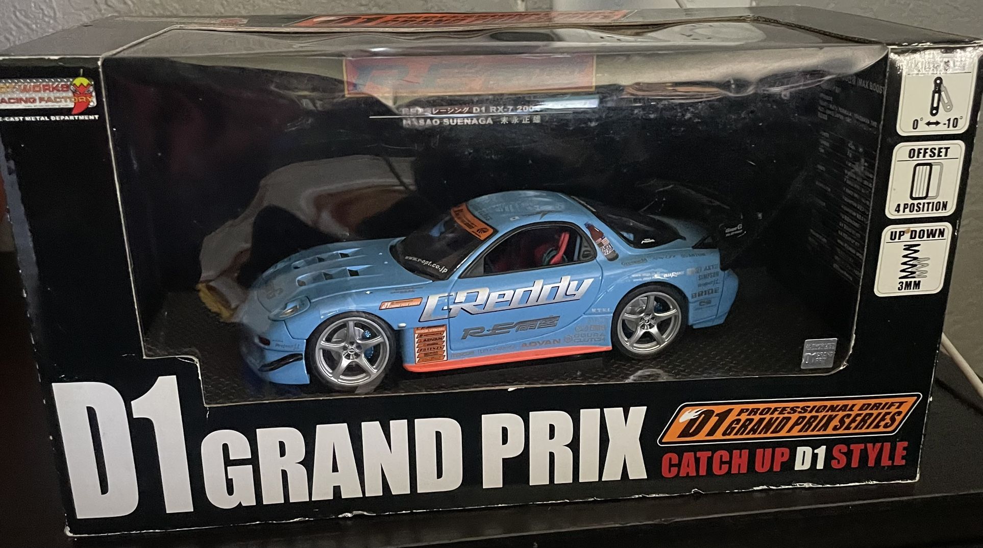 Grand Prix D1 1:24 Diecast Mazda Blue Rx 7 New