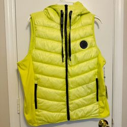 DKNY Womens Hooded Logo Puffer Vest Size XL