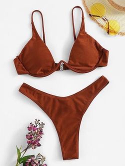Riccardo Underwire Two-Piece Copper Bikini, Size Medium