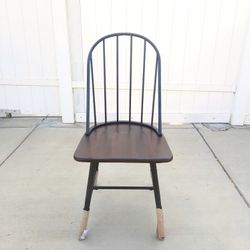 Milo Windsor Metal Dining Chair with Wood Seat in Black and Expresso Brown
