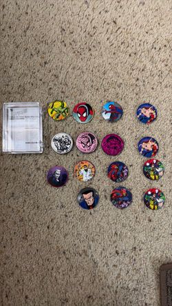 Vintage 1994 Marvel Spider-Man Hero Caps Pogs Lot & Fat Slammers Case - Toy Biz