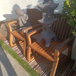 Yard Statues,Hard Wood Chairs Bamboo And Fountain