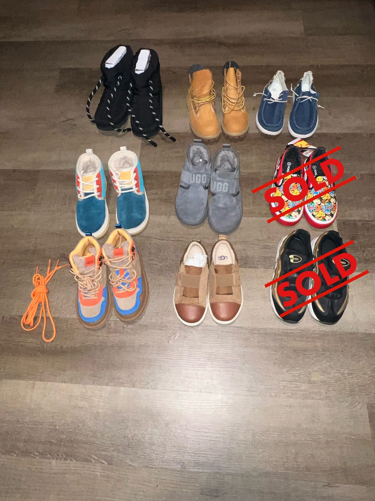 Lot Of 7 Kids Shoes Sneakers Boots Sizes 12/13/2.5 Youth - Ugg/Nike /pokemon/unbranded 