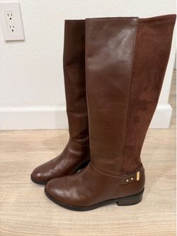Cole Haan Adler Tall Riding Boots Chestnut Brown Leather Size 7 M