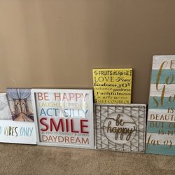 Wood and Canvas Signs Lot of 7 