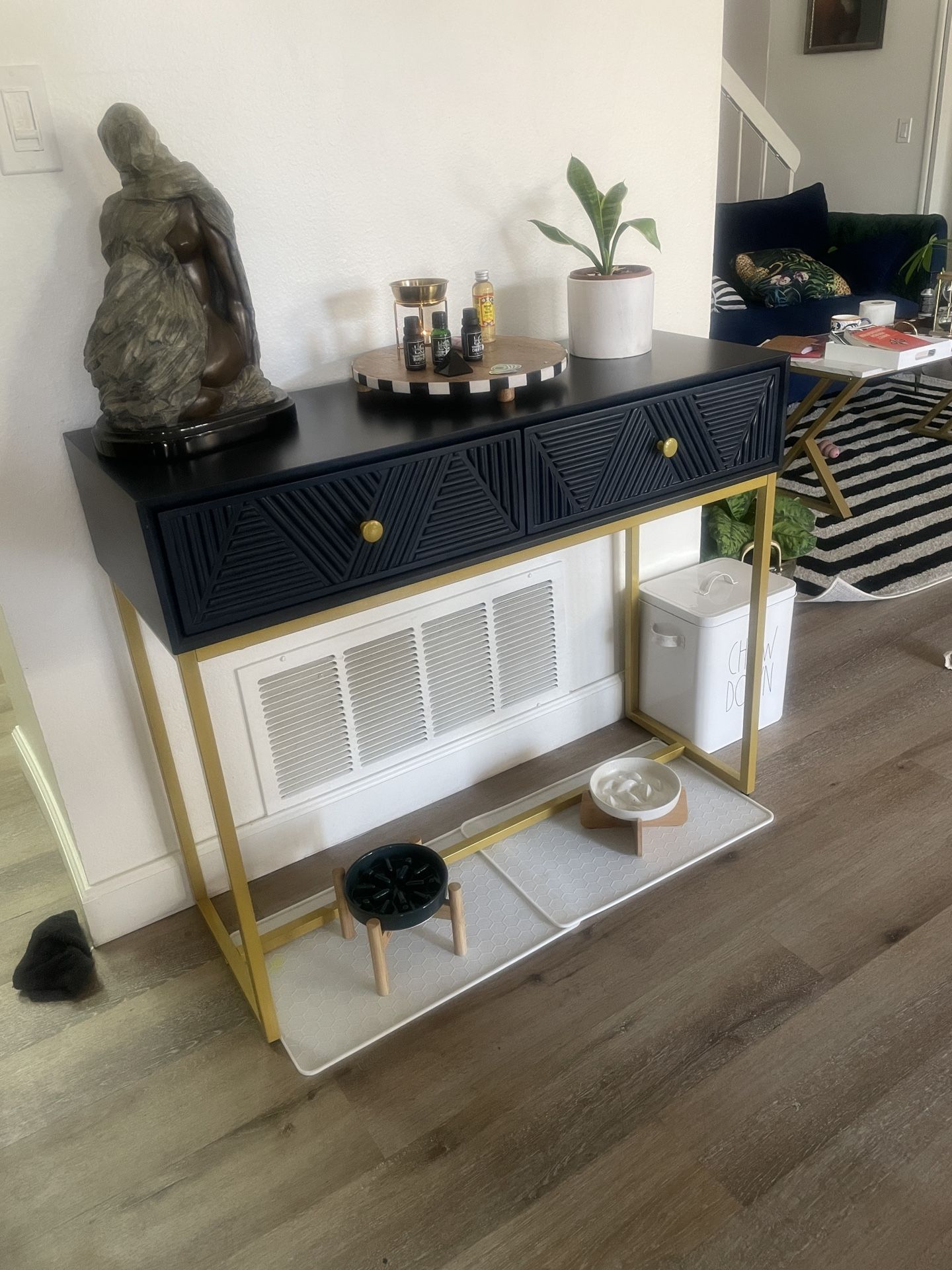 Modern Art Deco Console Table  Navy blue (dark)