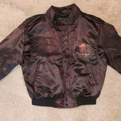 Vintage Mirage Black Satin Bomber Jacket