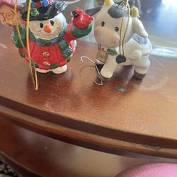 Vintage Santa N Cow Christmas Ornament 