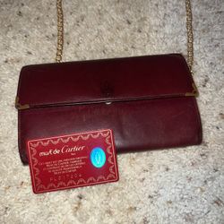 Cartier Leather wallet Burgundy, Leather