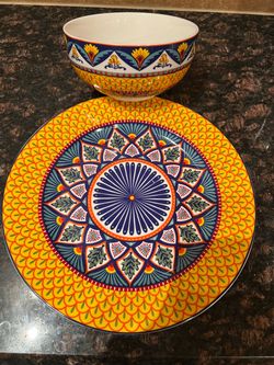 Colorful Mandala Plate and Bowl Set