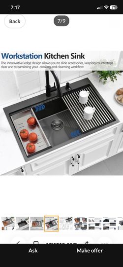 33x22inch kitchen stainless steel sink in a black diamond finish