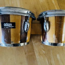 Vintage Adam "The Atomic Sound" Tunable Wood Bongo Drums - 1980s Retro