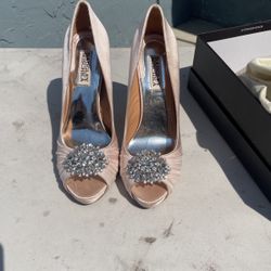 Badgley Mischka Pettal High Heels in pink satin
