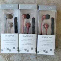 Three Ativa Earbuds. New