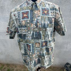 PreOwned Reyn Spooner Disney Hawaiian Shirt Men's M  Mickey Donald Tiki