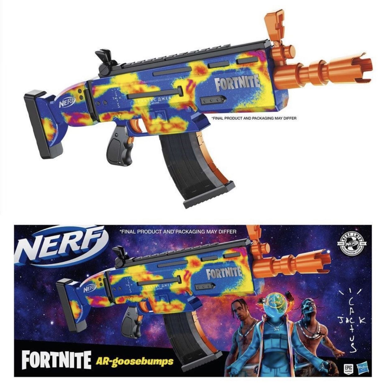 Travis Scott CACTUS JACK X FORTNITE AR-GOOSEBUMPS NERF ELITE DART BLASTER