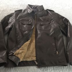 Unisex faux leather bomber jacket