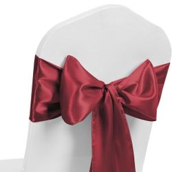 50 Pcs  Burgundy Satin  Chair Sashes New 