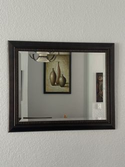 Brown Framed Wall Mirror – $20