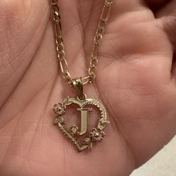 J Heart 10k Gold Necklace 