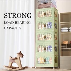 Stackable Storage Bins, Set 5 Tier,8.4 Gal Collapsible Bin for Closet Organizer,Clothes