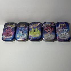 5 EMPTY Pokemon TCG Paldean Fates Mini Tins  - EMPTY NO PACKS