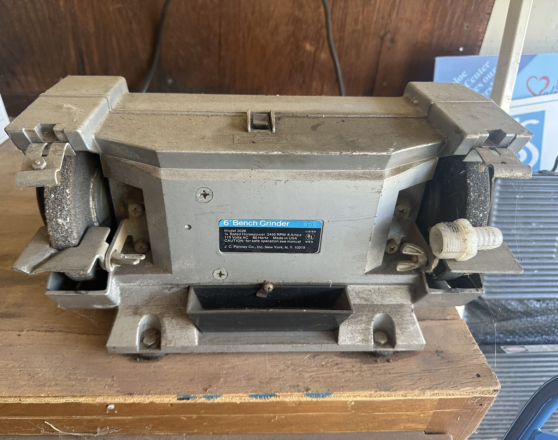 6” Vintage Bench Grinder 8 Amps Model 2026 3450 RPM 115V Made in USA