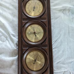 Weather Station Instruments In Wooden Frame 