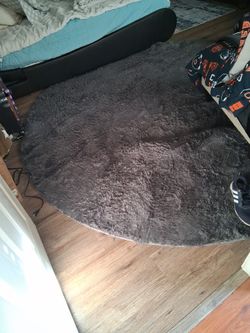 Big Round Grey Soft Rug New Just Put Down 