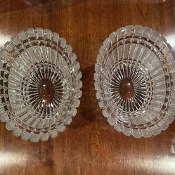 Pair Of RUSSIAN OVAL RIBBED CUT CRYSTAL CENTER PIECE