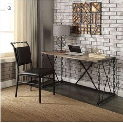 Industrial style chain ⛓️‍💥 link desk wooden look matches rustic modern chic