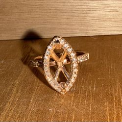Rose Gold Setting - Marquise Diamond Setting Halo