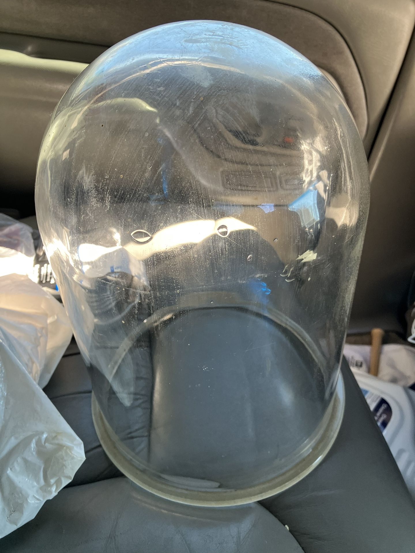 RARE! Pyrex ANTIQUE GLASS BLOWN DISPLAY DOME GROUND RIM BUBBLE 12” TALL