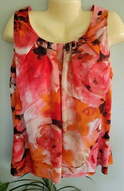 Plus Size Women's Top Blouse Sleeveless 1X Floral Print